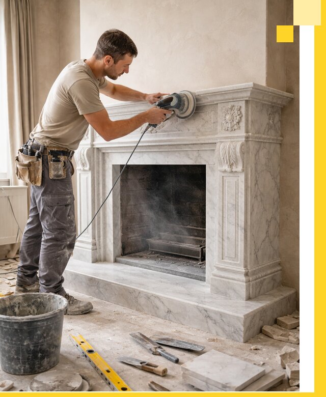 Изготовление и установка мраморных каминов в Вязниках под ключ