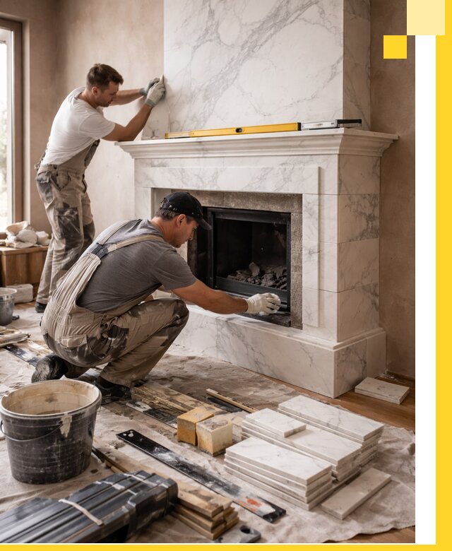 Отделка каминов в Вязниках качественные облицовочные работы