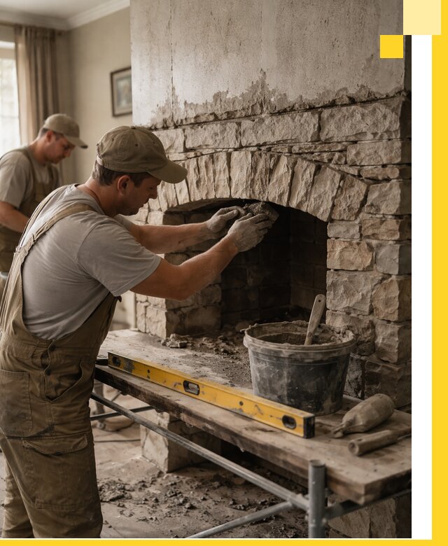 Изготовление каминов под ключ в Вязниках, монтаж и отделка