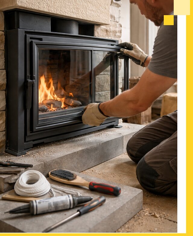 Производство, монтаж и доставка каминов со стеклом в Вязниках