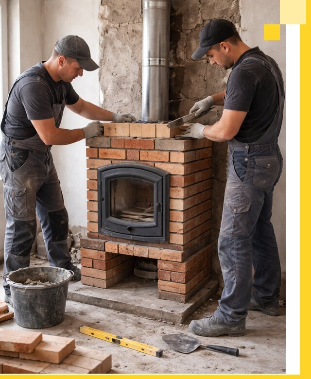 Монтаж печи камина под ключ в Вязниках с гарантией и пусконаладкой