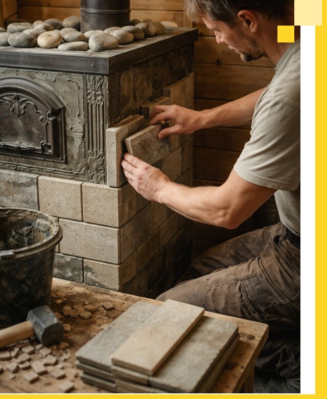 Облицовка банных печей в Вязниках профессиональная отделка