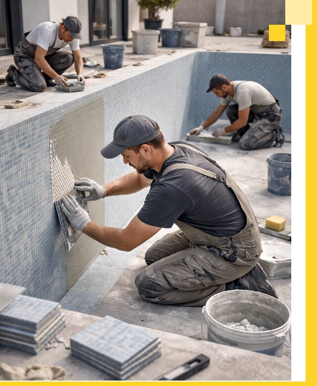 Облицовка бассейнов в Вязниках плитка мозаика гидроизоляция