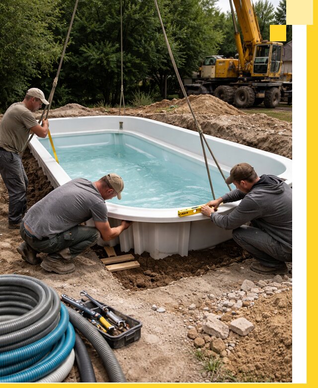 Установка и монтаж композитных бассейнов под ключ в Вязниках