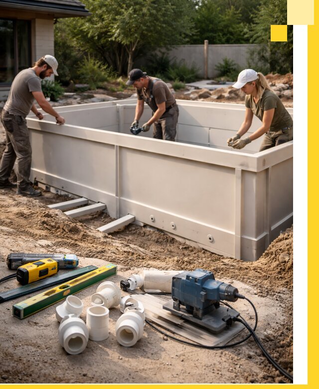 Установка полипропиленовых бассейнов под ключ в Вязниках