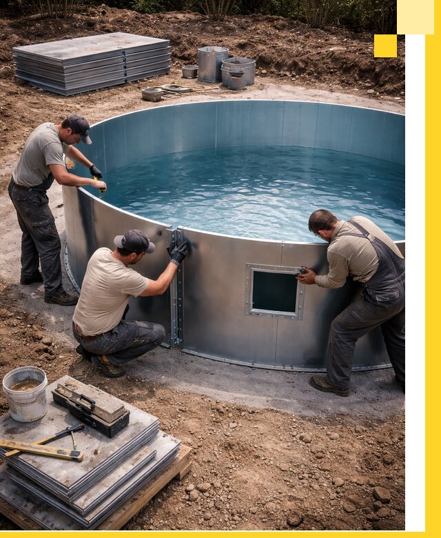 Круглые бассейны под ключ в Вязниках проектирование и монтаж