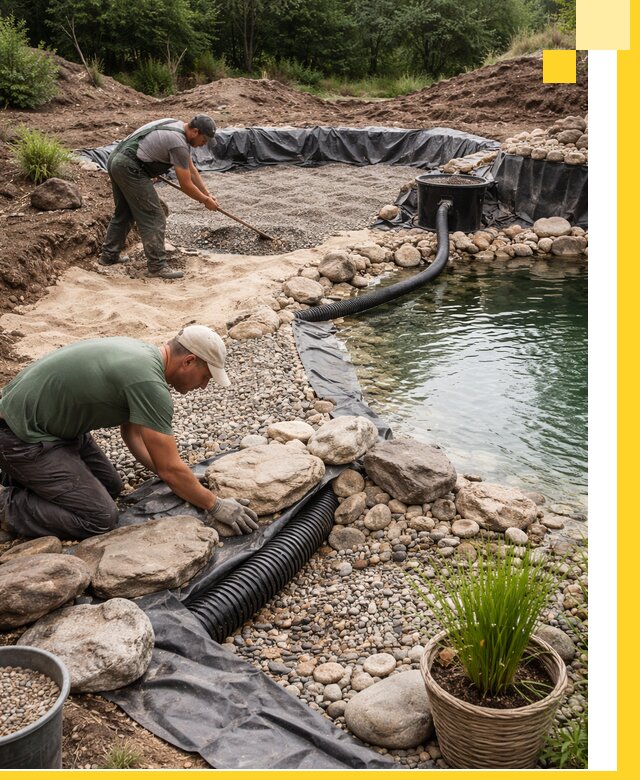 Строительство природных бассейнов и озер в Вязниках под ключ