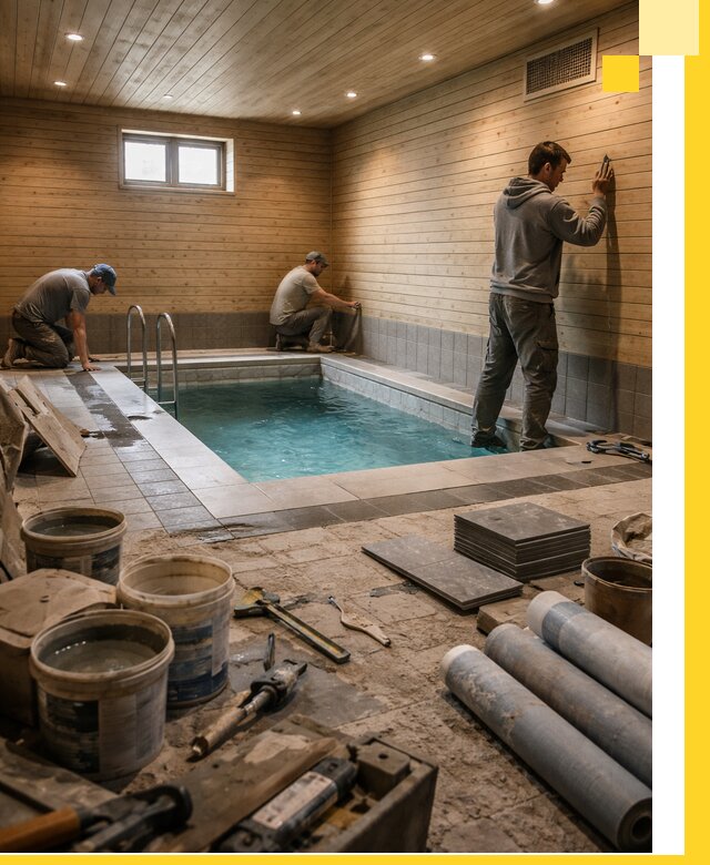 Строительство бани с бассейном и сауной под ключ в Вязниках