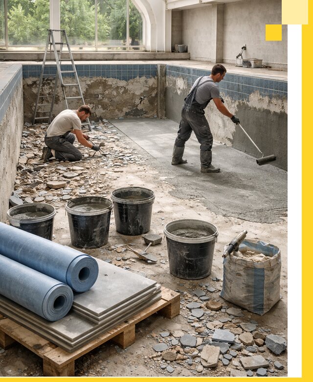 Реконструкция бассейнов в Вязниках: ремонт, гидроизоляция