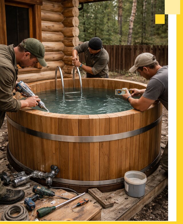 Строительство бань с купелью под ключ и отделкой в Вязниках