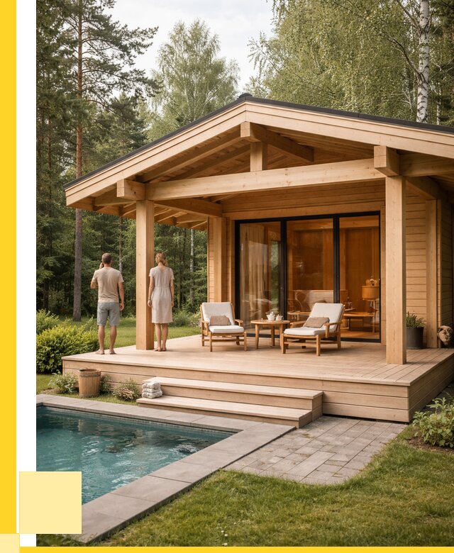 Бани с террасой под ключ в Вязниках от 640980 р. | ЭриданВзн