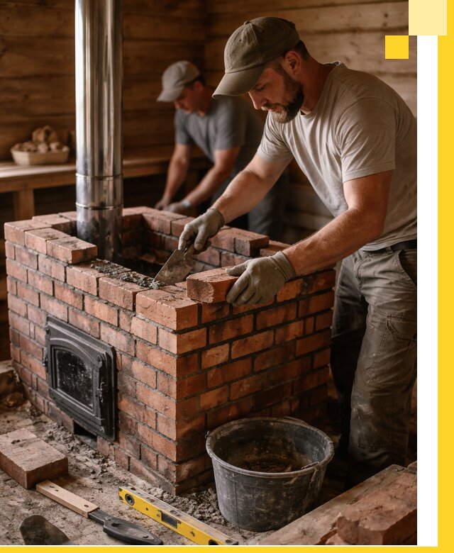 Кирпичные печи для бани под ключ в Вязниках, проект и монтаж