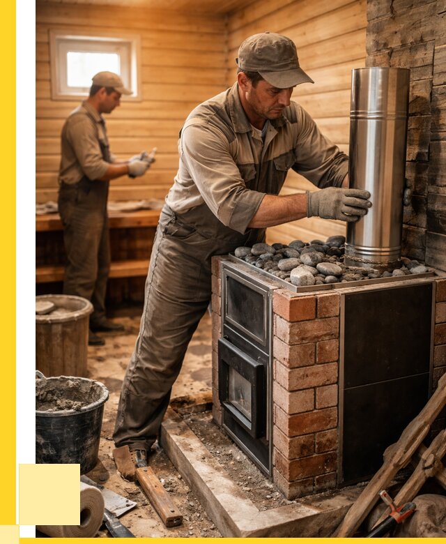 Монтаж печи в бане под ключ в Вязниках от 21366 р. | ЭриданВзн