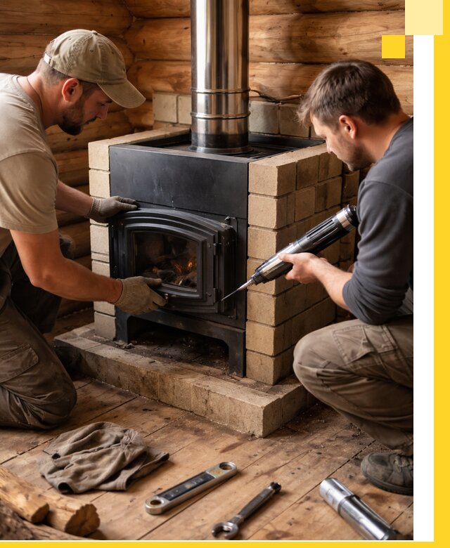 Монтаж и установка печи в бане под ключ с гарантией в Вязниках