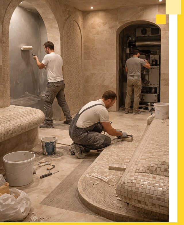 Строительство бани с хамамом и бассейном под ключ в Вязниках