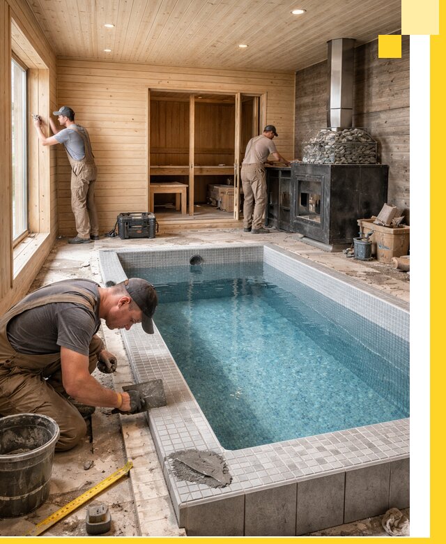 Проект бани с бассейном и сауной в Вязниках под ключ