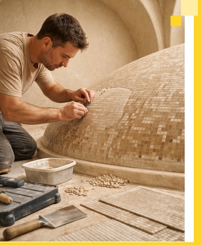 Профессиональная укладка мозаики для хамама под ключ в Вязниках