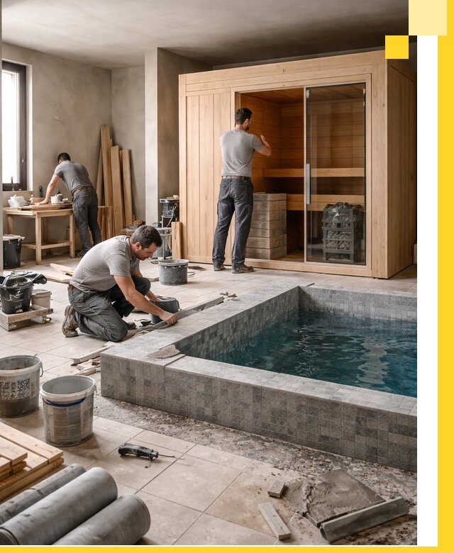 SPA зоны под ключ с бассейном сауной и печью в Вязниках